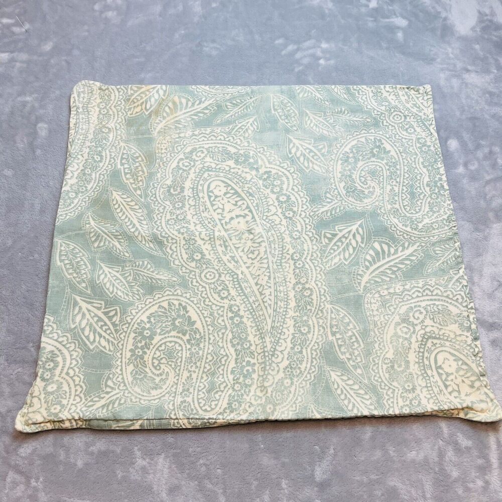Pottery Barn Boho‎ Chic Accent Pillow Cover 23x24 Green Paisley Zipper Closure
